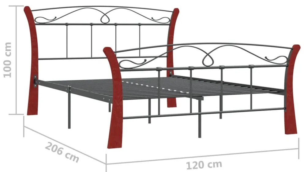 vidaXL Πλαίσιο Κρεβατιού Μαύρο 120 x 200 εκ. Μεταλλικό