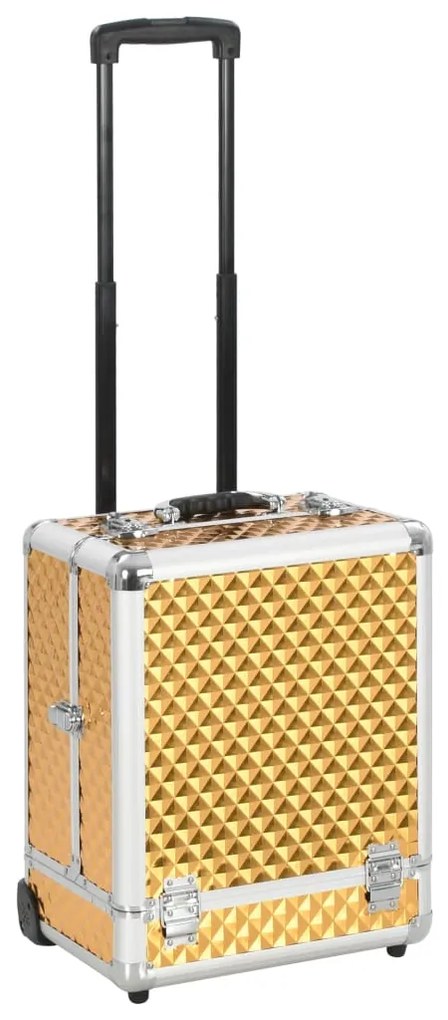 vidaXL Βαλίτσα Μακιγιάζ Τρόλεϊ Χρυσή 35x29x45 εκ. από Αλουμίνιο