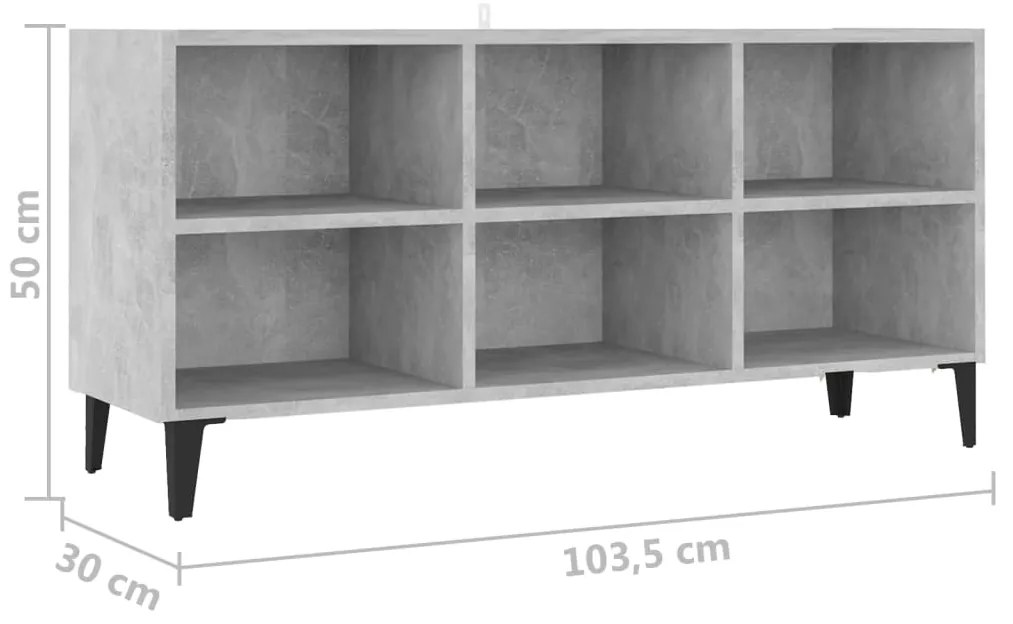 vidaXL Έπιπλο Τηλεόρασης Καπνιστή Γκρι Σκ. 103,5x30x50 εκ Μετ. Πόδια