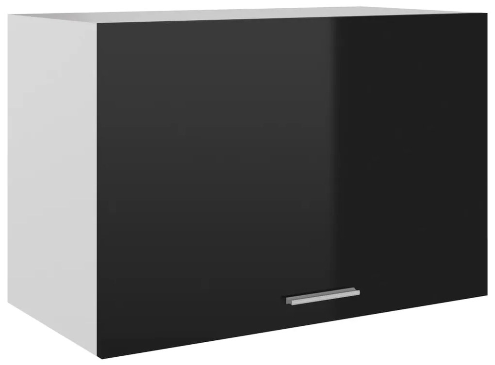 vidaXL Ντουλάπι Κρεμαστό Γυαλιστερό Μαύρο 60x31x40 εκ. Μοριοσανίδα