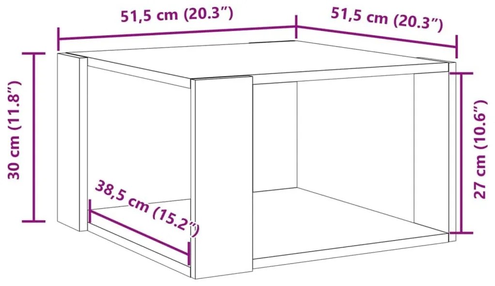 Τραπεζάκι Σαλονιού Καφέ Δρυς 51,5x51,5x30 εκ. Επεξ. Ξύλο - Καφέ