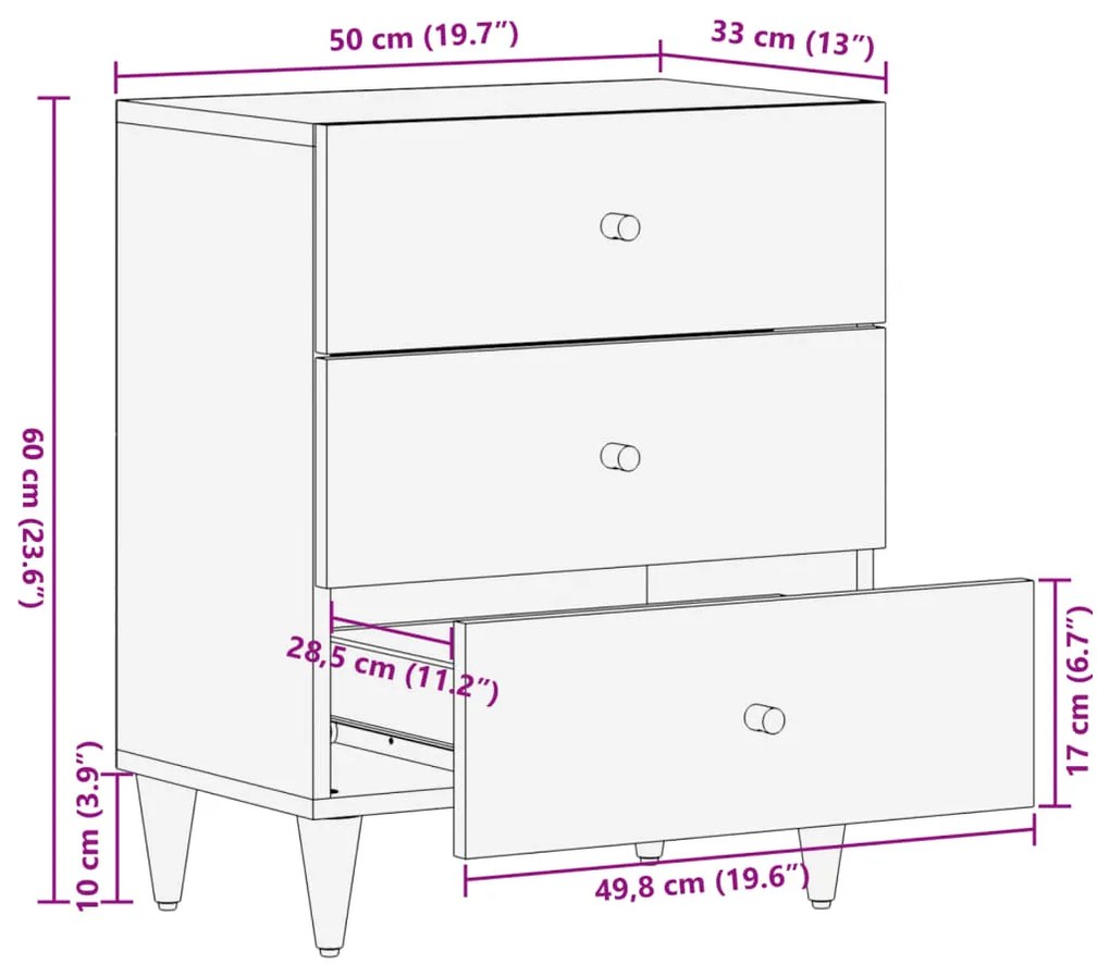 ΚΟΜΟΔΙΝΟ 50 X 33 X 60 ΕΚ. ΑΠΟ ΜΑΣΙΦ ΞΥΛΟ ΜΑΝΓΚΟ 358329