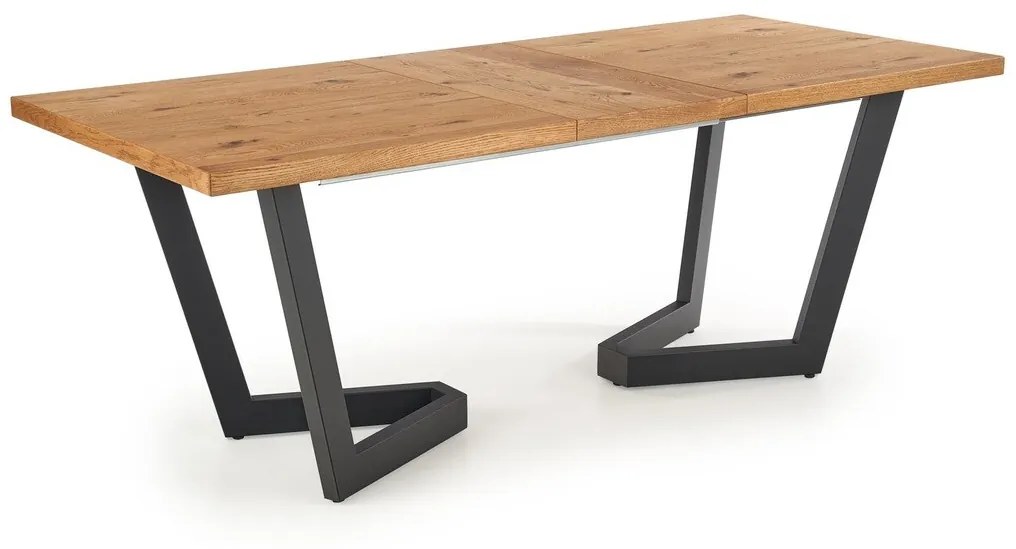 Τραπέζι Houston 1524, Ελαφριά δρυς, Μαύρο, 77x90x160cm, Επιμήκυνση, Φυσικό ξύλο καπλαμά, Μέταλλο | Epipla1.gr