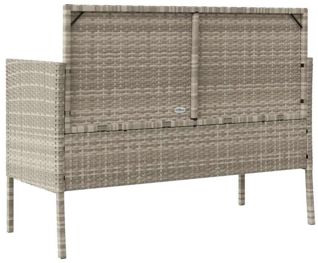 vidaXL Πάγκος Κήπου Ανοιχτό Γκρι από Συνθετικό Ρατάν με Μαξιλάρια