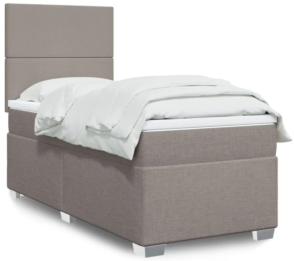 vidaXL Κρεβάτι Boxspring με Στρώμα Taupe 100 x 200 εκ. Υφασμάτινο