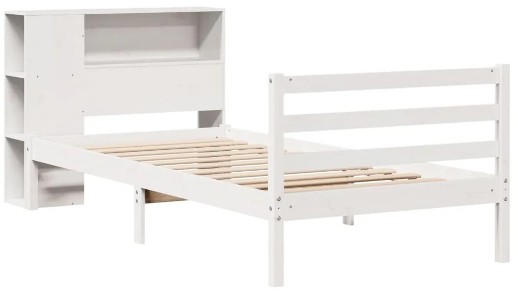 vidaXL Κρεβάτι Βιβλιοθήκη Χωρίς Στρώμα Λευκό 75x190 εκ Μασίφ Πεύκο