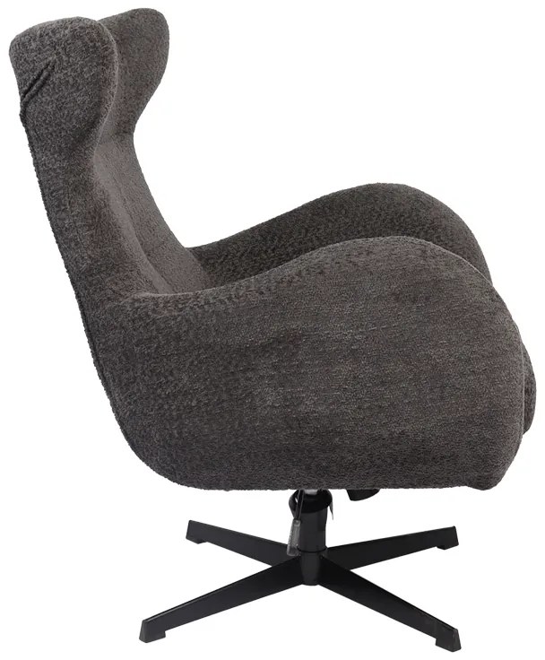 Πολυθρόνα Zefrina pakoworld περιστρεφόμενη ανθρακί ύφασμα με βάση σε μαύρη απόχρωση 82x77x99εκ