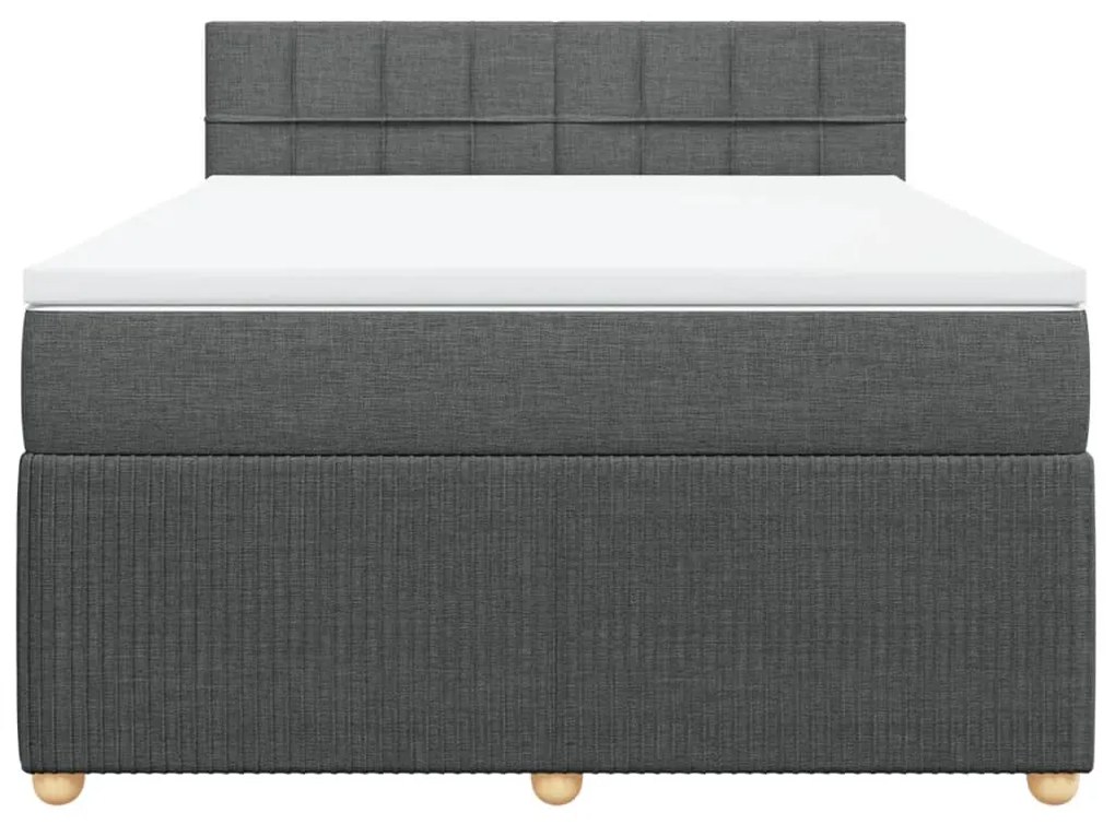 Κρεβάτι Boxspring με Στρώμα Σκούρο Γκρι 140x200 εκ Υφασμάτινο - Γκρι
