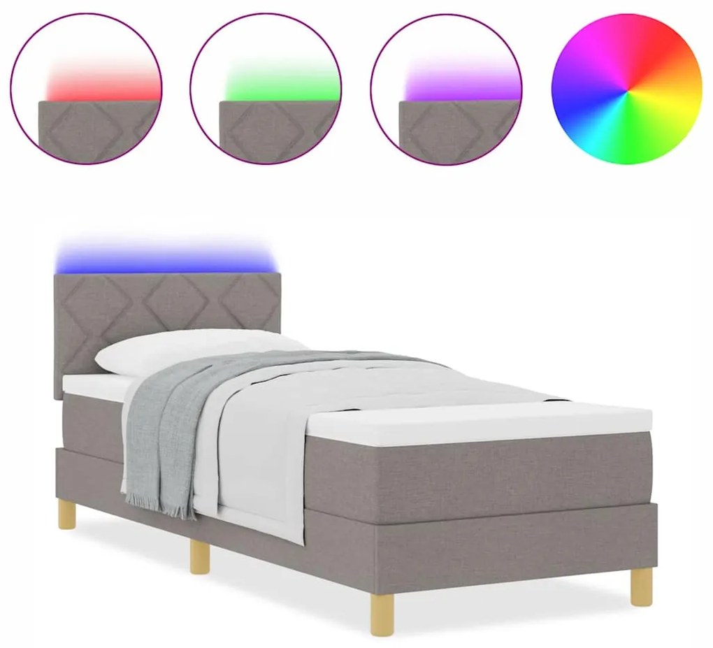 vidaXL Κρεβάτι με ελατήρια με στρώμα Taupe 80 x 200 cm ύφασμα