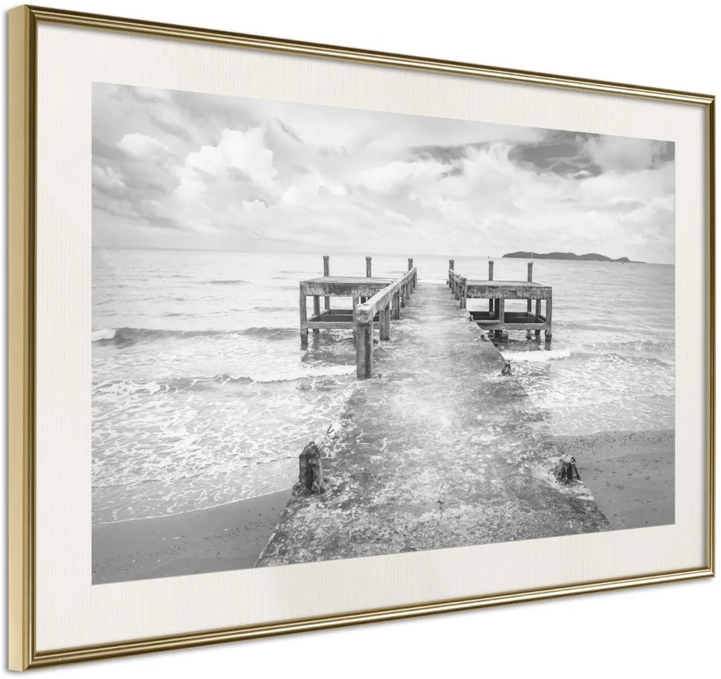 Αφίσα - Old Pier - 45x30 - Χρυσό - Με πασπαρτού