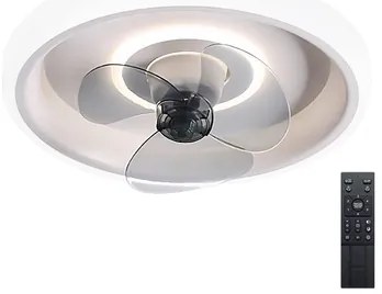 POWERTECH ανεμιστήρας οροφής HLL-0107 με LED φως, 80W, Φ44x12cm, λευκός
