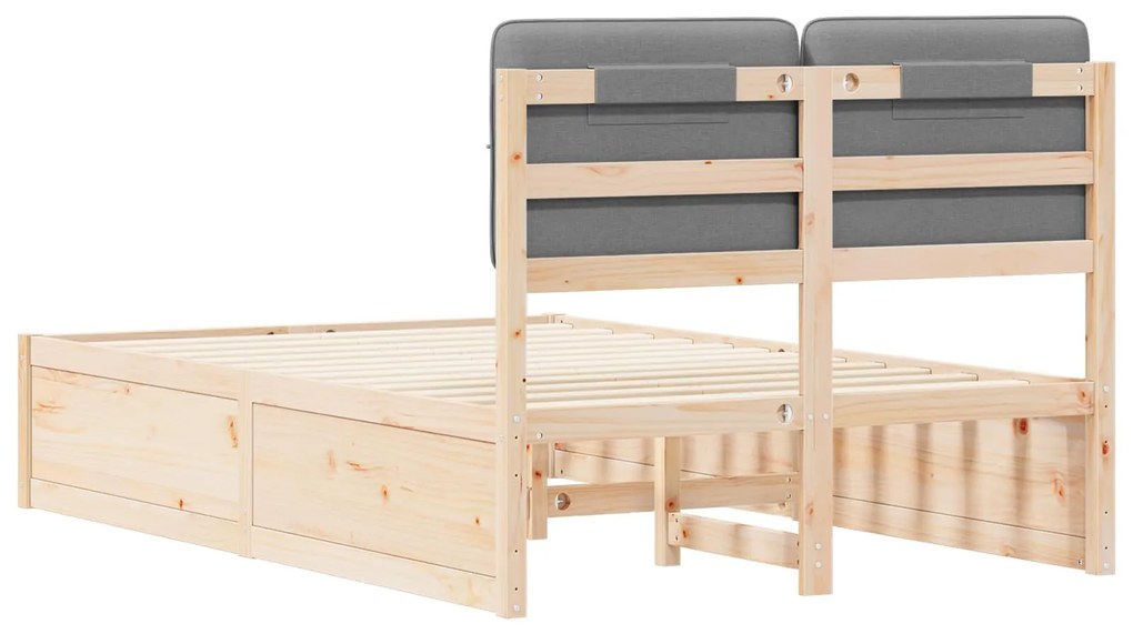 vidaXL Σκελετός Κρεβατιού με Επενδεδυμένο Κεφαλάρι Ανοιχτό γκρι