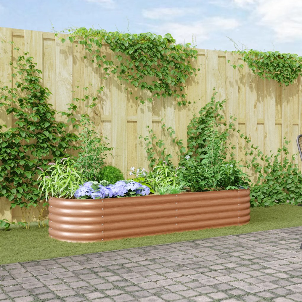 vidaXL Υπερυψωμένη Ζαρντινιέρα Καφέ 240 x 80 x 44 cm Ατσάλι