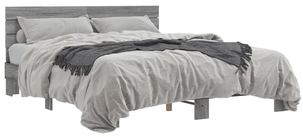 vidaXL Πλαίσιο Κρεβατιού Γκρι Sonoma 150x200 εκ. Επεξ. Ξύλο &amp; Μέταλλο