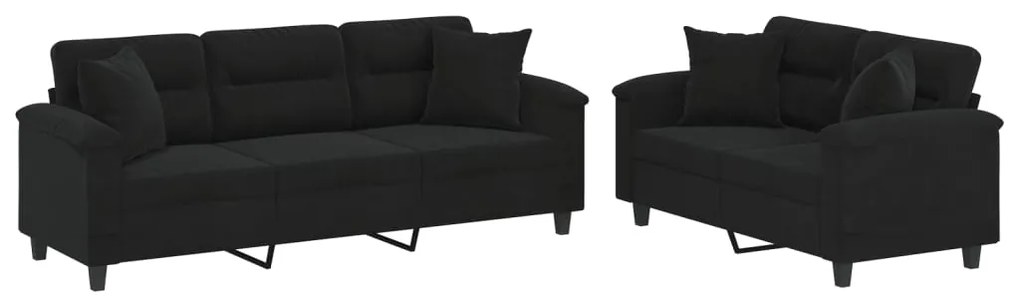 vidaXL Πολυθρόνες Σετ 2 Τεμ. Μαύρες από Ύφασμα Μικροϊνών με Μαξιλάρια