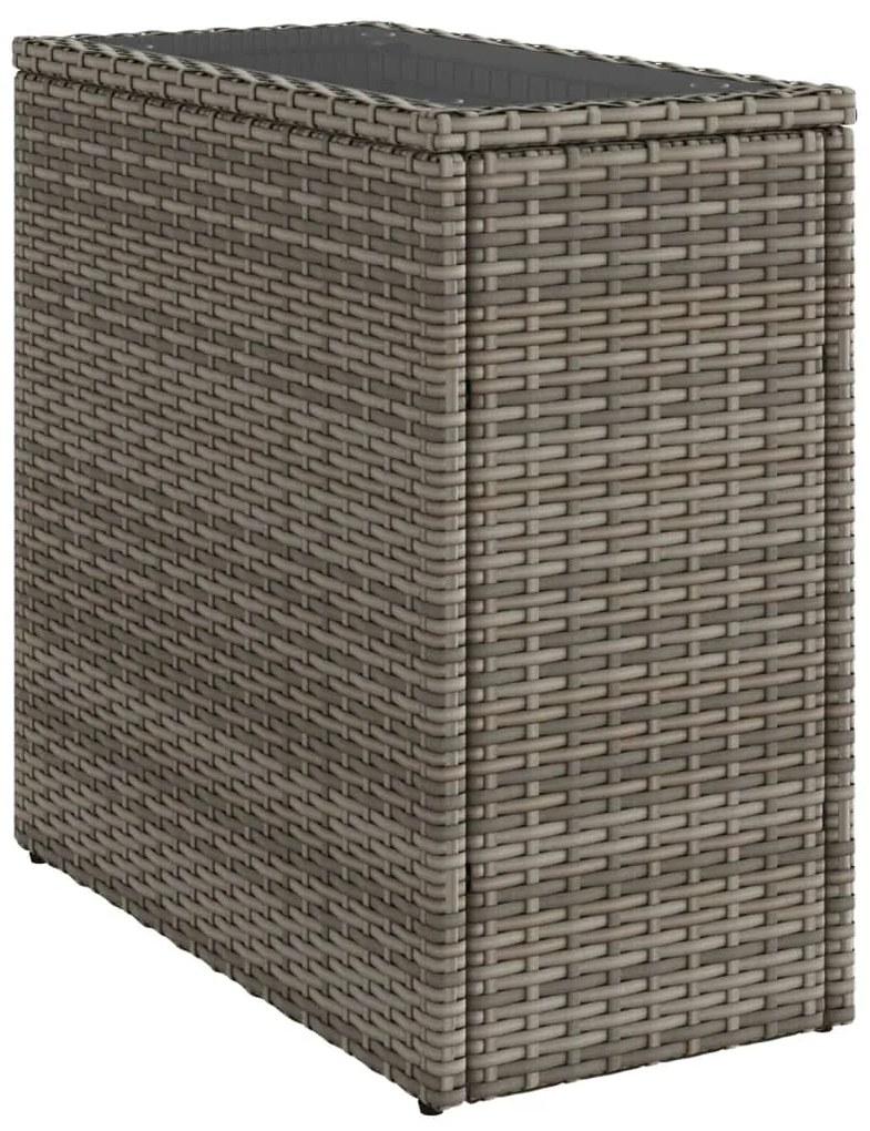 vidaXL Τραπέζι Κήπου με Γυάλινη Επιφ. Γκρι 58x27,5x55 εκ. Συνθ. Ρατάν