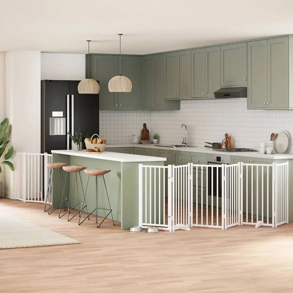 Διαχωριστικό Σκύλων/Πόρτα Πτυσσόμενο 9 Πάνελ 450εκ. Ξύλο Λεύκας