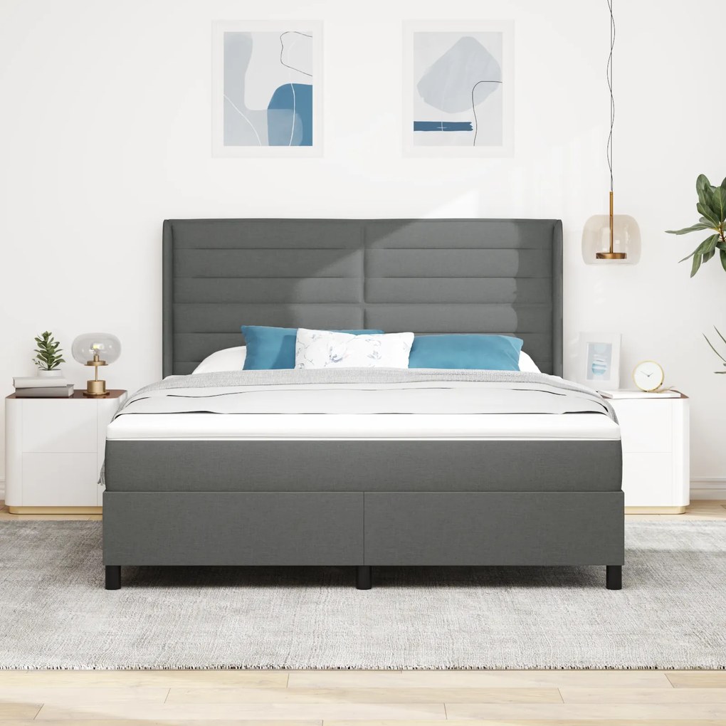 vidaXL Κρεβάτι με Στρώμα Σκελετού Γκρι 180x200 εκ. Ύφασμα