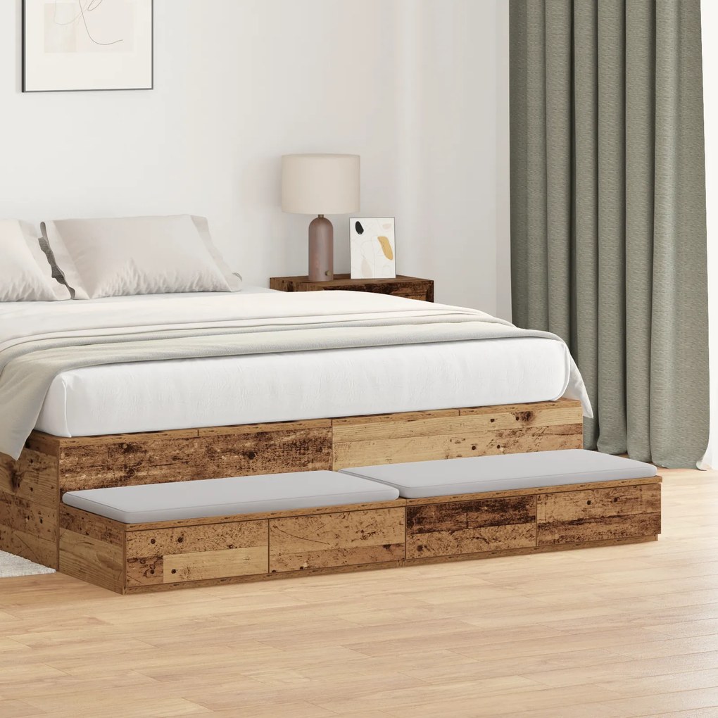 vidaXL Συρτάρια Κρεβατιού Γκρι Σονομά 140x36,5x16,5 εκ. Από ξύλο
