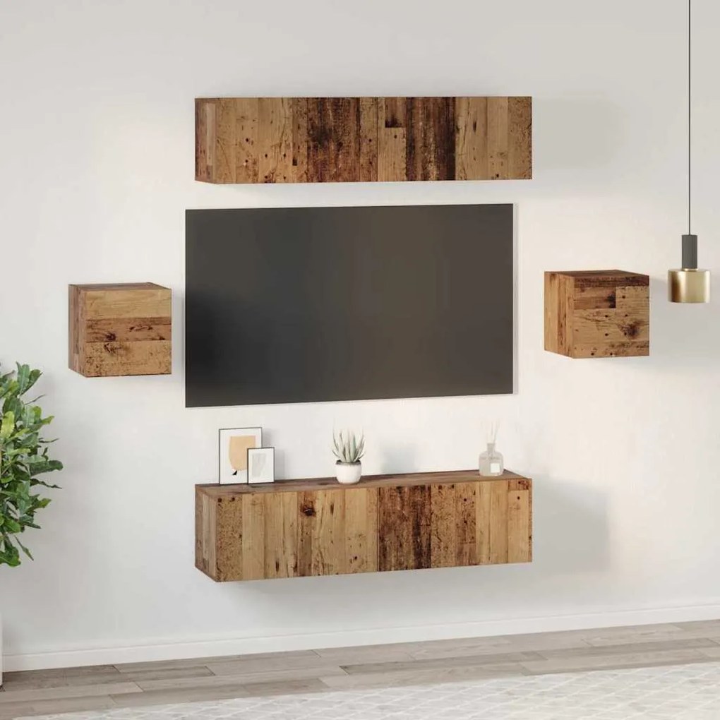 vidaXL Σετ επίπλου τηλεόρασης 6 pcs Παλαιό ξύλο 60 x 30 x 30 cm
