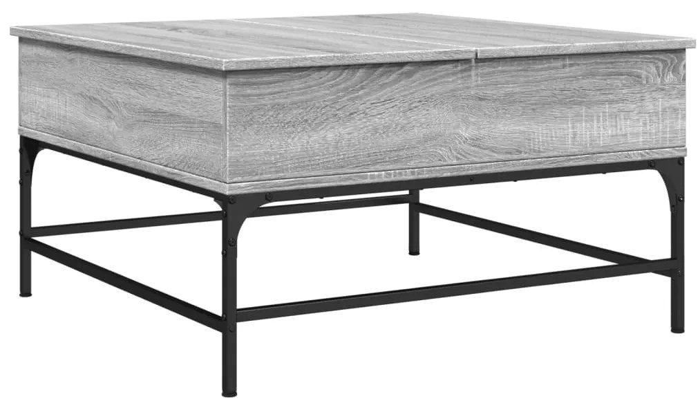 vidaXL Τραπεζάκι Σαλονιού Γκρι Sonoma 80x80x45 εκ. Επεξ. Ξύλο/Μέταλλο