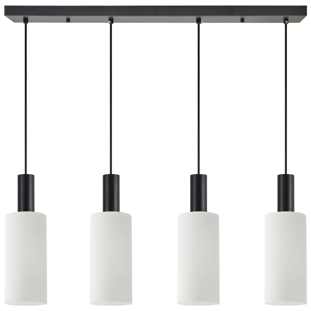 Φωτιστικό Οροφής SE21-BL-4-4BL-GL3 ADEPT TUBE Black Pendant White Glass+ - 77-8567 - 51W - 100W - 77-8567