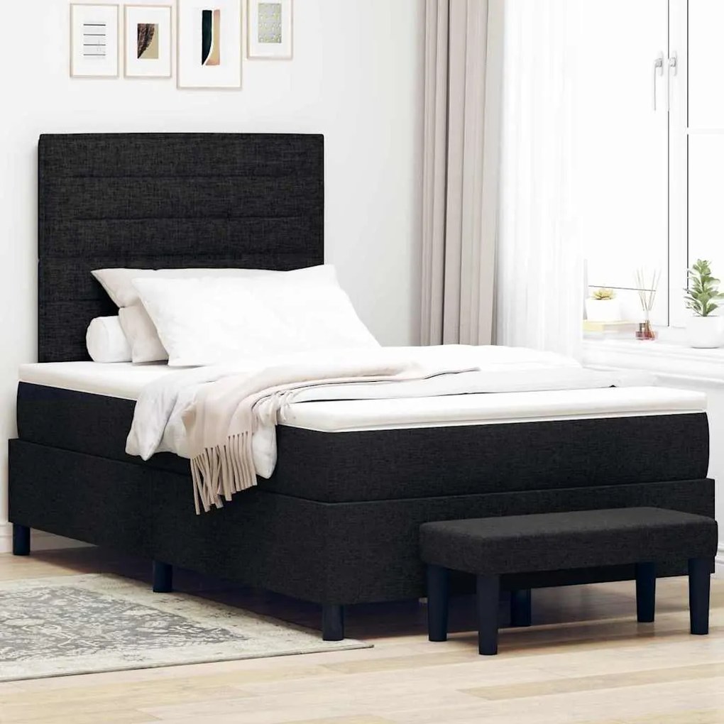 vidaXL Κρεβάτι με ελατήρια με στρώμα Μαύρο 120 x 190 cm ύφασμα