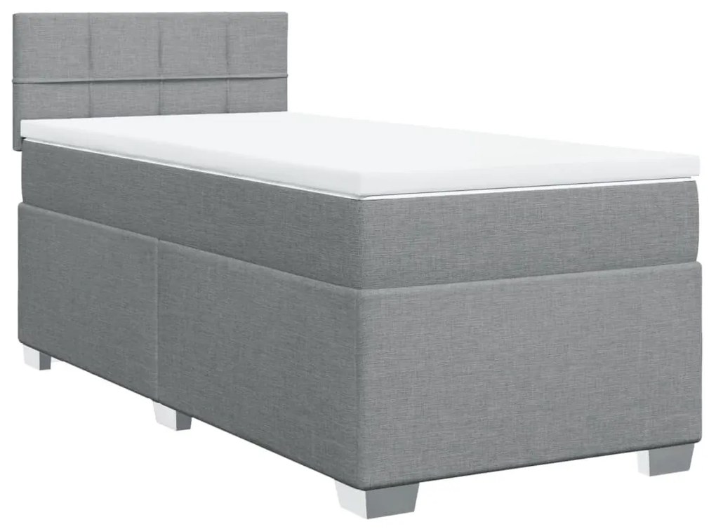 Κρεβάτι Boxspring με Στρώμα Ανοιχτό Γκρι 90x200 εκ. Υφασμάτινο - Γκρι