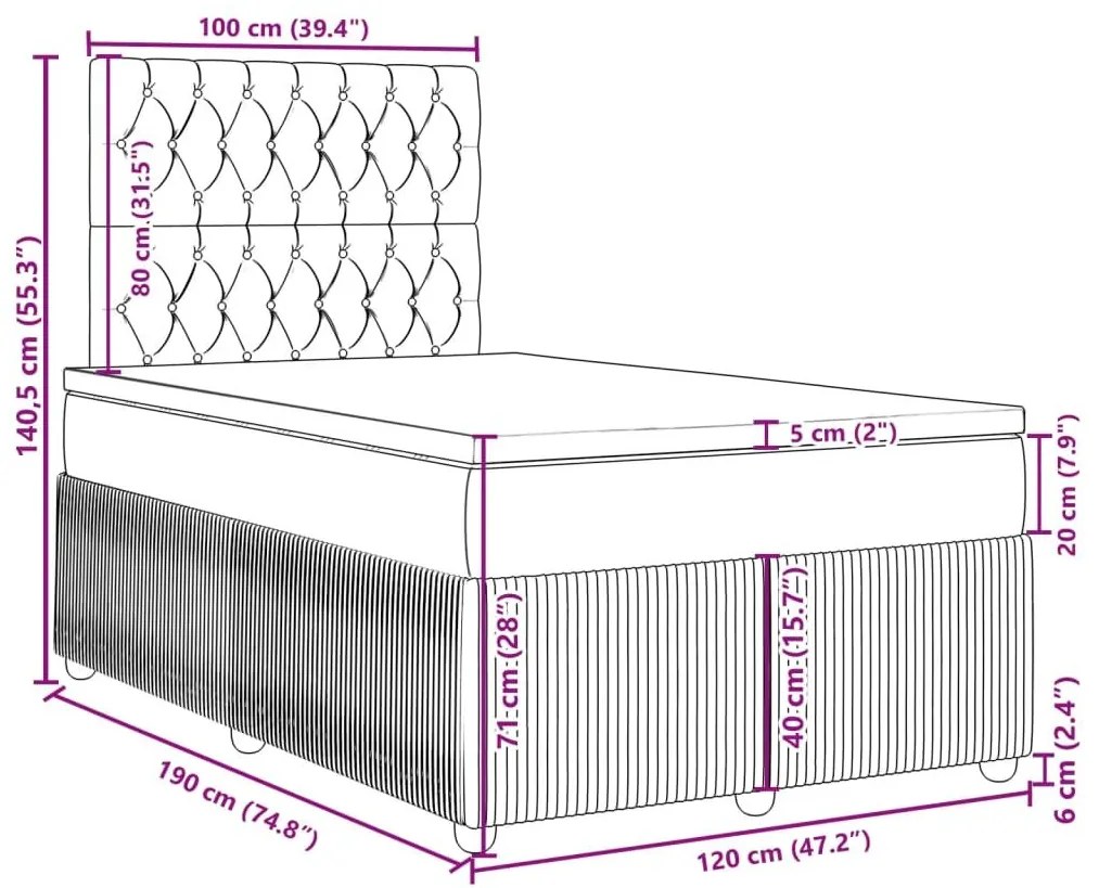 Κρεβάτι Boxspring με Στρώμα Σκούρο Καφέ 120x190 εκ Υφασμάτινο - Καφέ