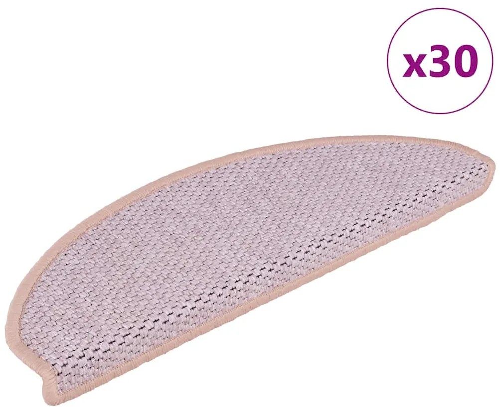 vidaXL Πατάκια Σκάλας Αυτοκόλ. 30 τεμ. Όψη Σιζάλ 65x21x4 εκ. Ροζ