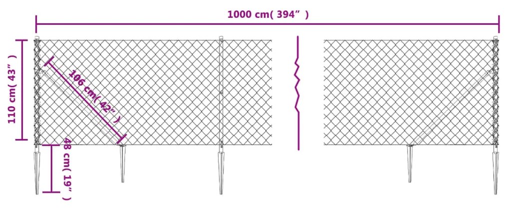 vidaXL Συρματόπλεγμα Περίφραξης Πράσινο 1,1 x 10 μ. με Καρφωτές Βάσεις