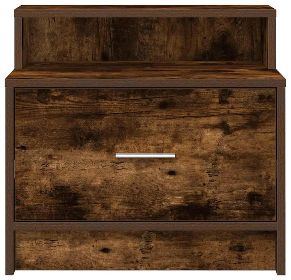 vidaXL Κομοδίνο με συρτάρι Καπνιστή Δρυς 51x31x47 εκ.