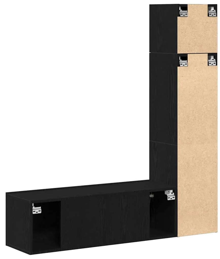 vidaXL Σετ επίπλου τηλεόρασης 4 pcs Μαύρη Οξυά 130,5 x 30 x 140 εκ