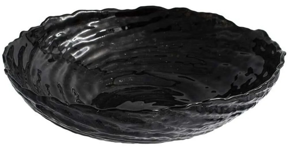 Διακοσμητικό Μπωλ 374-224-258 25x25x5cm Black Γυαλί