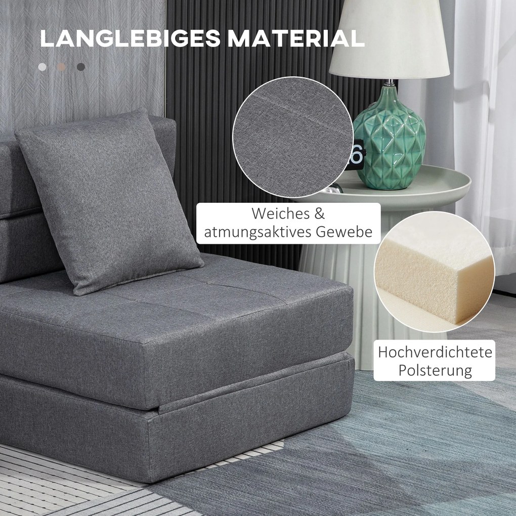 HOMCOM Πολυθρόνα-κρεβάτι, αποσπώμενο κάλυμμα, 70 cm x 70 cm x 61 cm, Σκούρο Γκρι