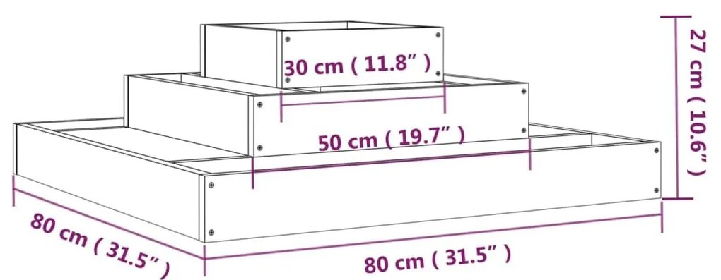 Ζαρντινιέρα 80 x 80 x 27 εκ. από Μασίφ Ξύλο Ψευδοτσούγκας - Καφέ