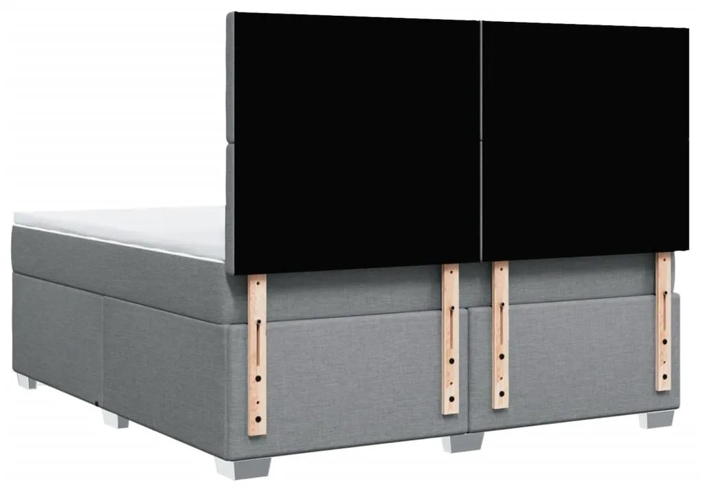 Κρεβάτι Boxspring με Στρώμα Ανοιχτό Γκρι 180x200 εκ. Υφασμάτινο - Γκρι