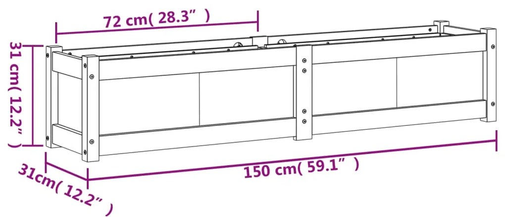 ΖΑΡΝΤΙΝΙΕΡΑ 150 X 31 X 31 ΕΚ. ΑΠΟ ΜΑΣΙΦ ΞΥΛΟ ΠΕΥΚΟΥ 837474