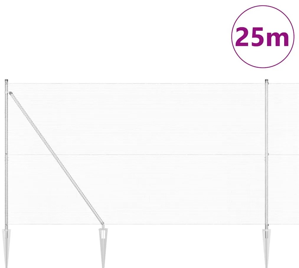 vidaXL Στύλος Περιφράξεων Ασημί 25 x 1,5 μ (12 x 12 mm πλέγμα) Ατσάλι