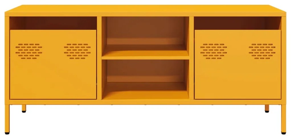 vidaXL Έπιπλο Τηλεόρασης Μουσταρδί 101,5x39x43,5 Ατσάλι Ψυχρής Έλασης