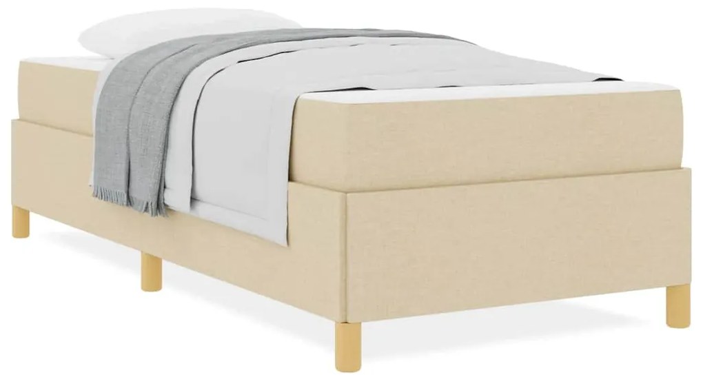 vidaXL Κρεβάτι με ελατήρια Λευκό και Κρέμα 90 x 190 cm ύφασμα