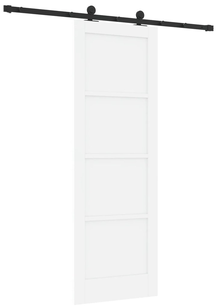 vidaXL Συρόμενη Πόρτα  με Σετ Υλικών Λευκή 73.5x211 εκ Στερεό Ξύλο Πεύκου