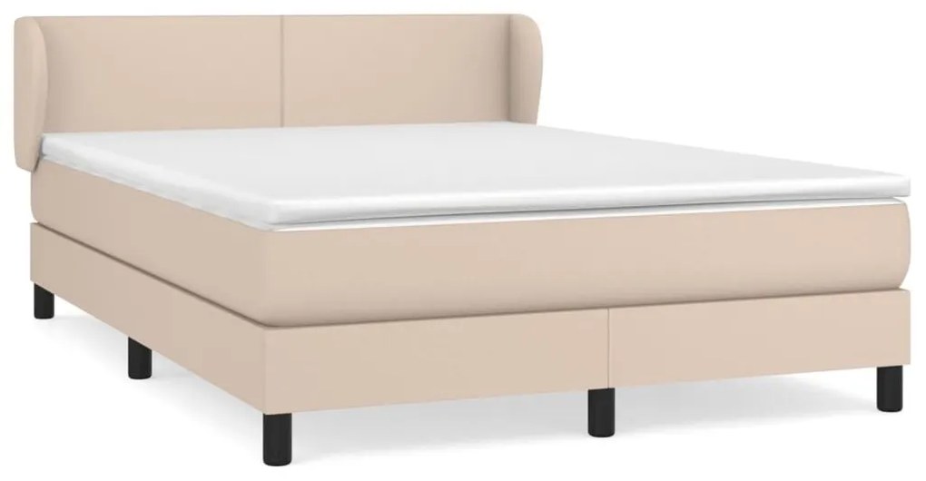 Κρεβάτι Boxspring με Στρώμα Καπουτσίνο 140x200εκ.από Συνθ.Δέρμα - Καφέ