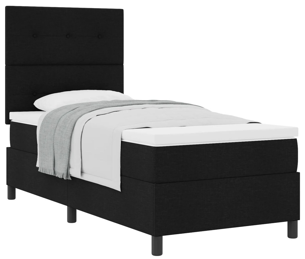 vidaXL Μαύρο Κρεβάτι με Σπαστή Βάση 100x200 εκ Ύφασμα