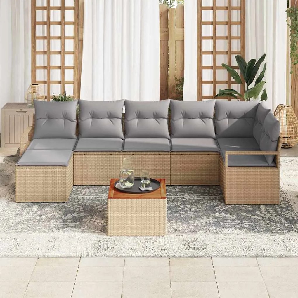 vidaXL Σετ Καναπέ Κήπου 8 pcs Beige, ανοιχτό γκρι