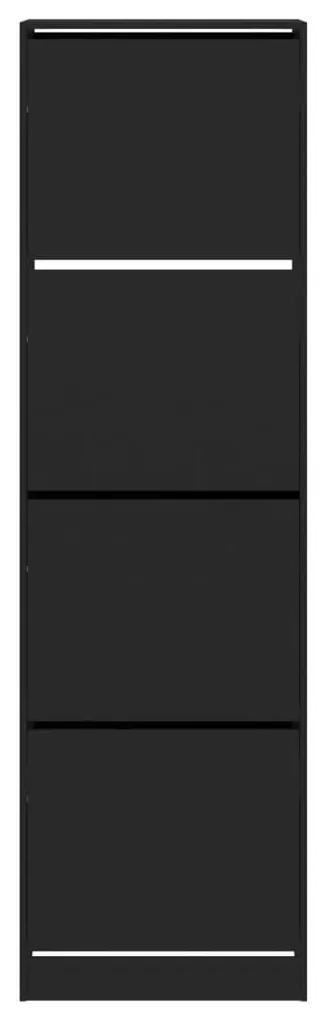 Παπουτσοθήκη με 4 Ανακλινόμενα Συρτάρια Μαύρη 60x42x204 εκ. - Μαύρο