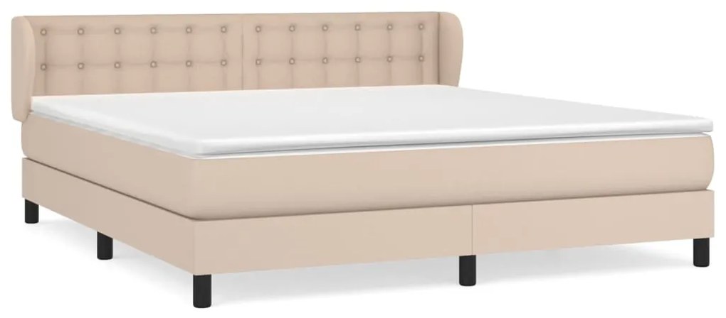 vidaXL Κρεβάτι Boxspring με Στρώμα Καπουτσίνο 180x200 εκ. Συνθ. Δέρμα