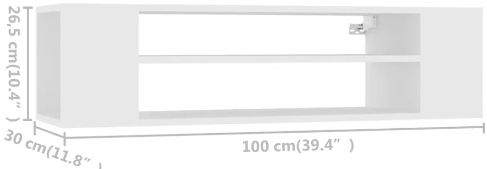 vidaXL Έπιπλο Τηλεόρασης Κρεμαστό Λευκό 100x30x26,5 εκ από Επεξ. Ξύλο