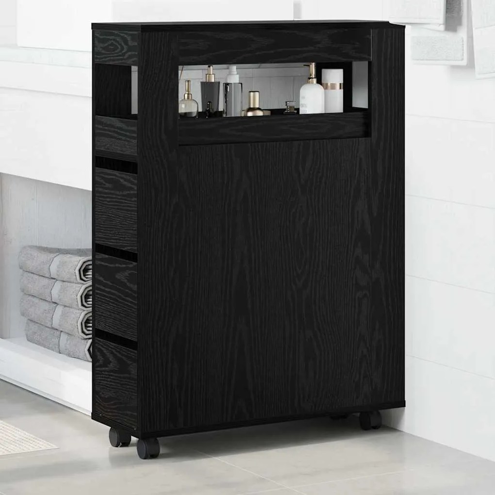 vidaXL Συρταριέρα Μπάνιου Μαύρη δρυς 65 x 23 x 87 εκ.