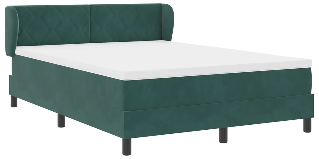vidaXL Κρεβάτι με Στρώμα Ύψους 140x190 cm σε Σκούρο Πράσινο Βελούδο